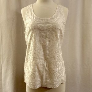 Cynthia Rowley white embroidered linen tank